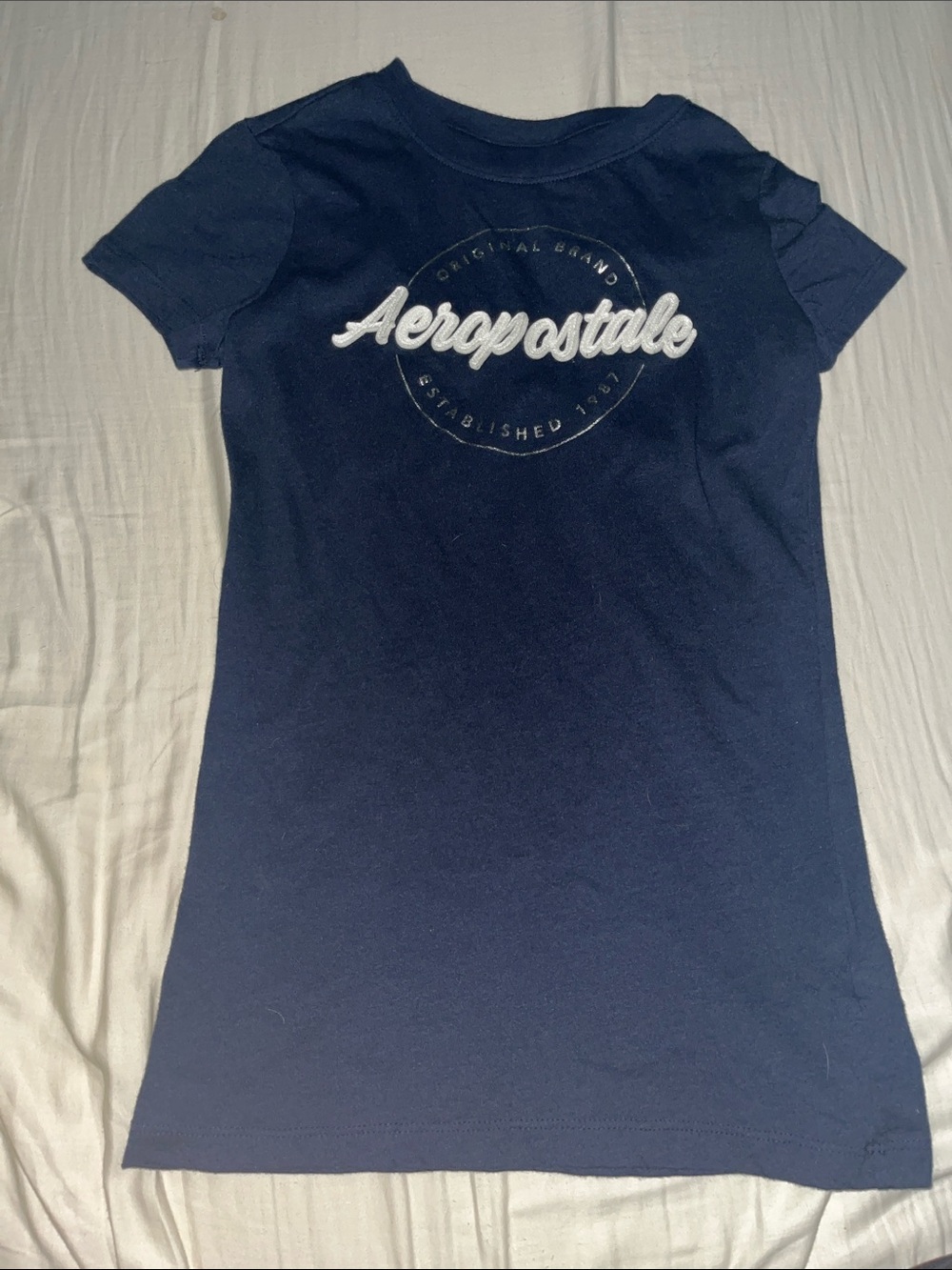 Aeropostale Navy Short Sleeve Logo Tee